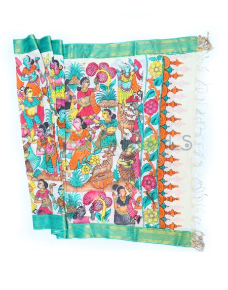 hand painted pen kalamakari chanderi