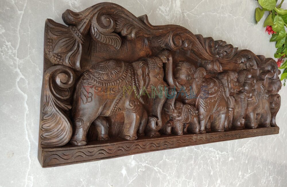 Elephants Wall Panel - Walnut brown