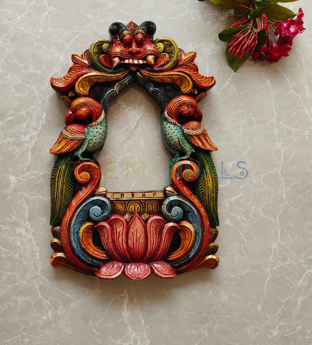 Peacocks and Lotus Wooden Wall Panel - Image 3