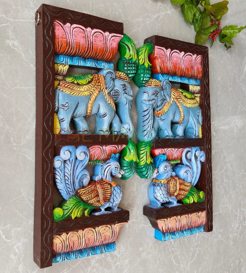 elephant and bird standing panel
