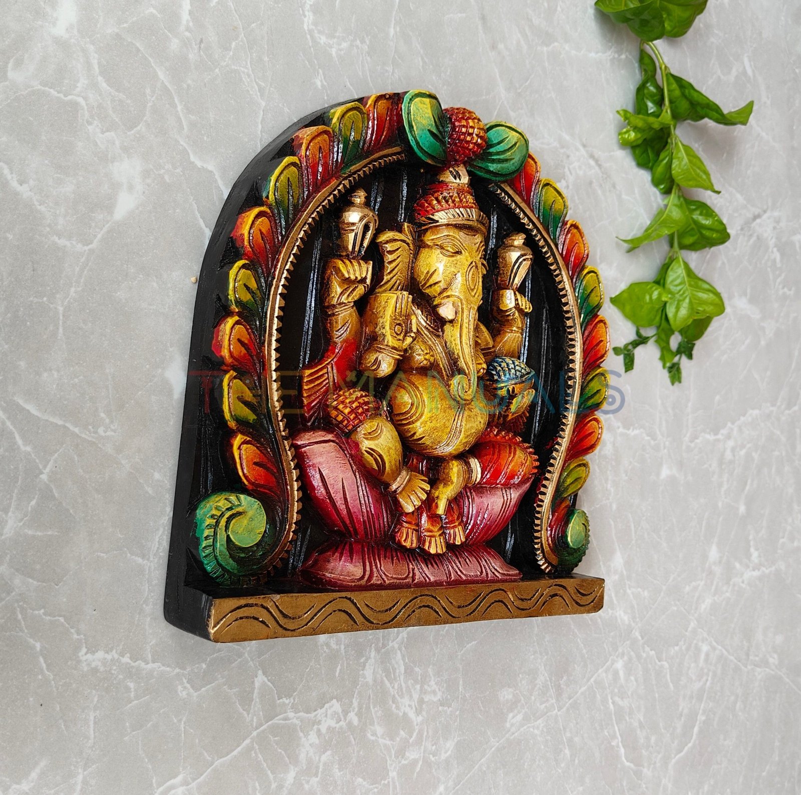 Handcrafted Wooden Lord Ganesha Wall Hanging - Image 2