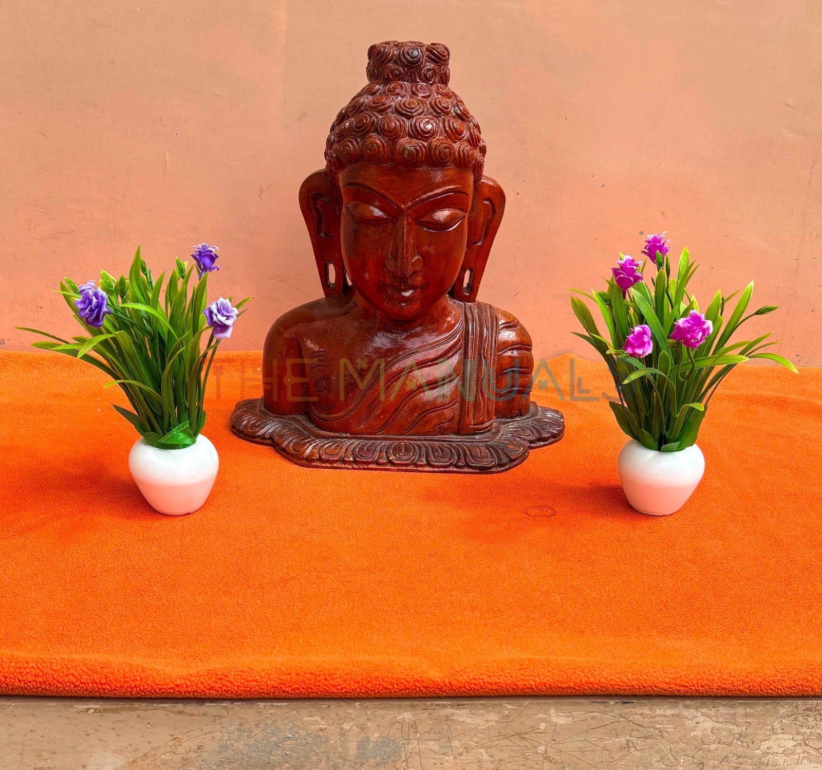 Wooden Buddha Bust Statue - Image 2