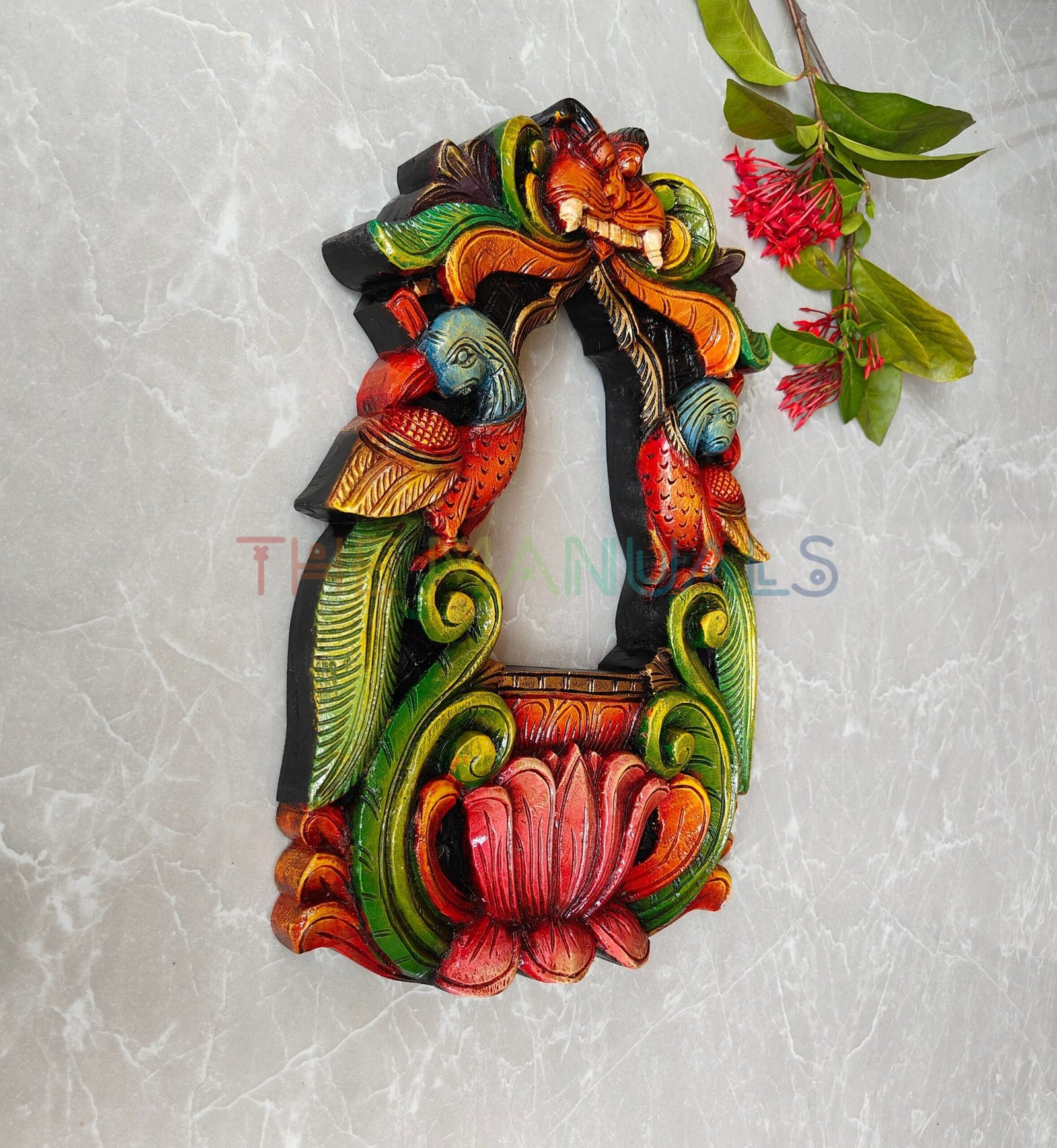 Twin Elephant Arch Wooden Wall Décor